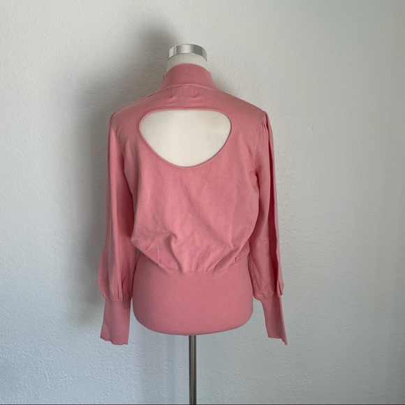 Skies Are Blue Cutout Pink Rose Sweater Retro Mock Neck Medium StitchFix - Picture 5 of 14